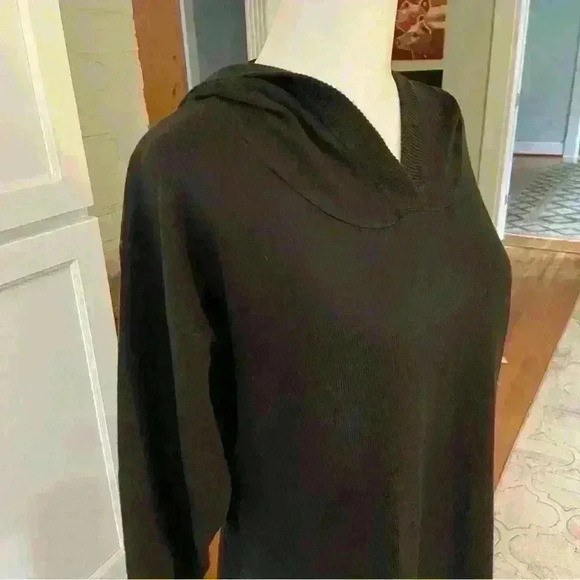 Soho Street Sweater Dress Black Hooded Long Sleeve Button/Slit Sides Size L Fall - Picture 9 of 13